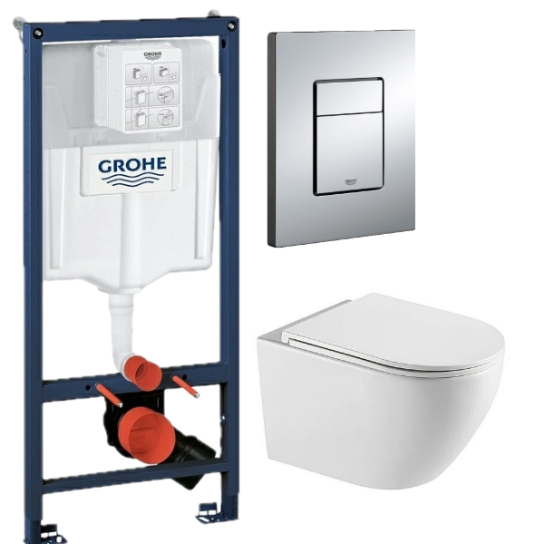 Комплект: инсталляция Grohe Rapid SL 38772001 с кнопкой хром и подвесным унитазом Amore di Mare Lenza Tornado P252-T
